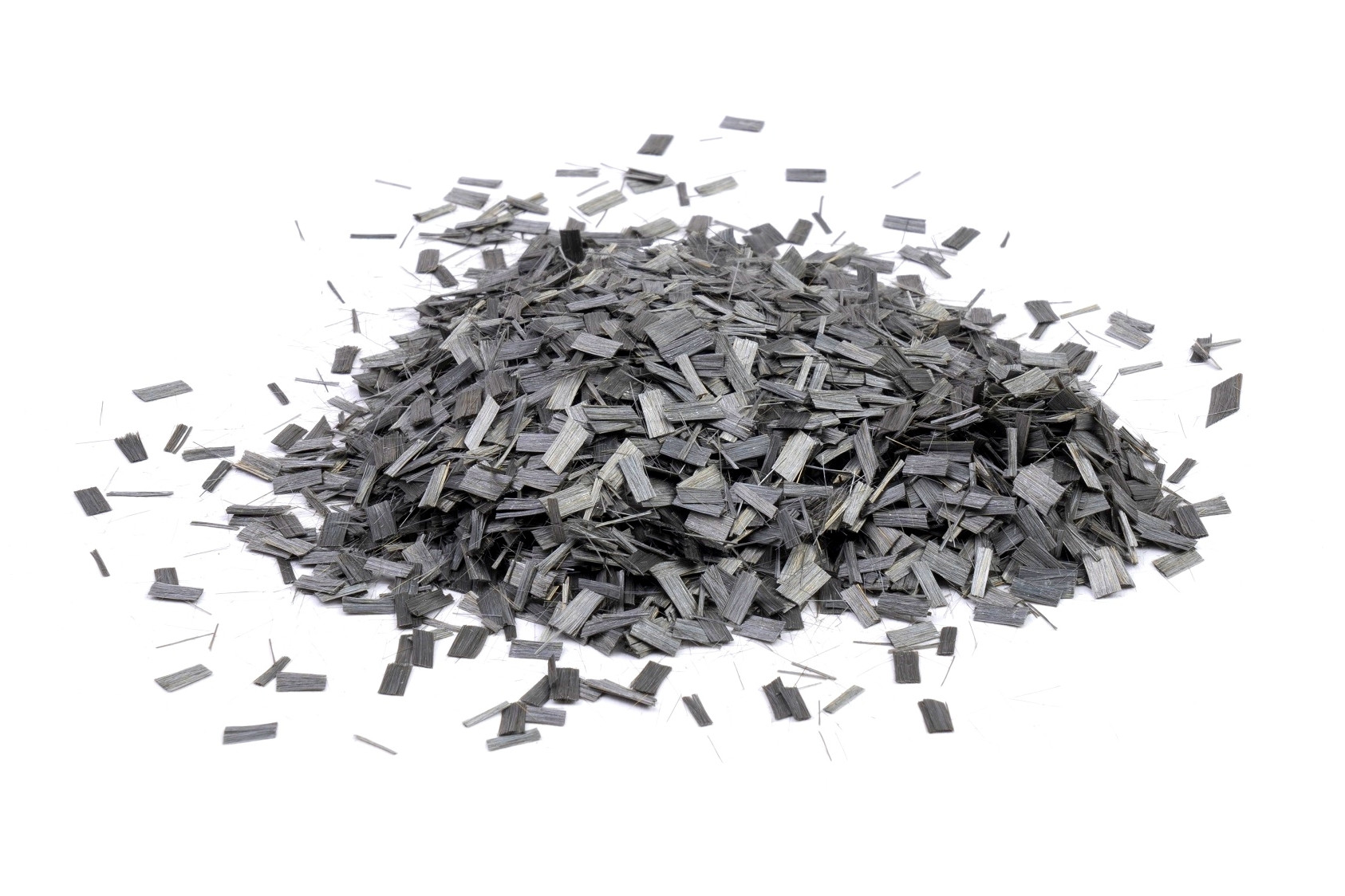 Geschnittene Basaltfasern mit Aluminium beschichtet: Als Füllstoff machen sie Kunststoffe elektrisch und thermisch leitend.